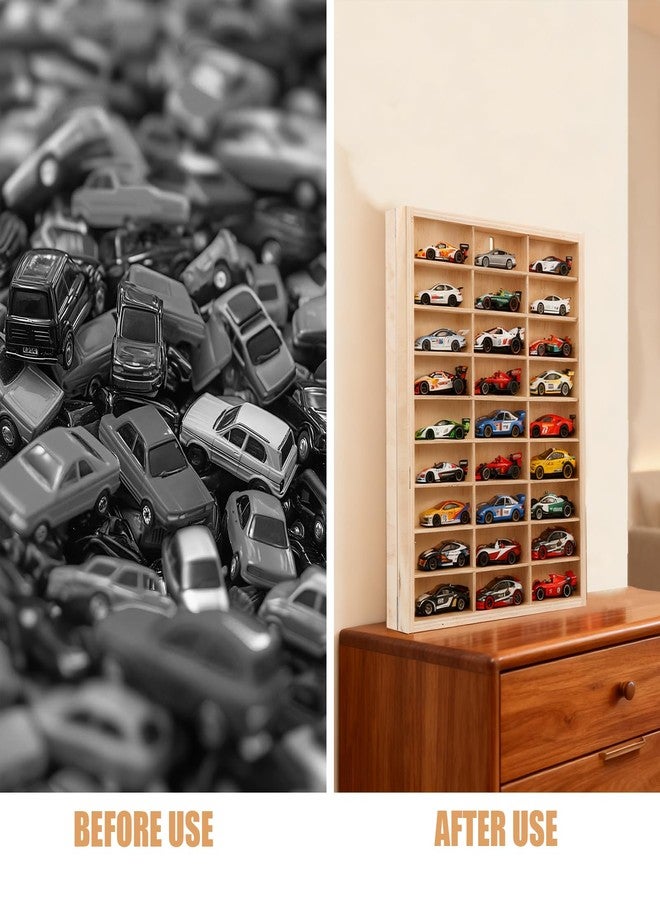 YEXEXINM for Hotwheels Wooden Display Case,54 Space 1/64 Scale Toy Car Display Case Fit for Hotwheels Wooden Storage Display Shelf for Toy Cars Wall Mount Model Car Display Organizer Fit for Matchbox Diecast - Image 5